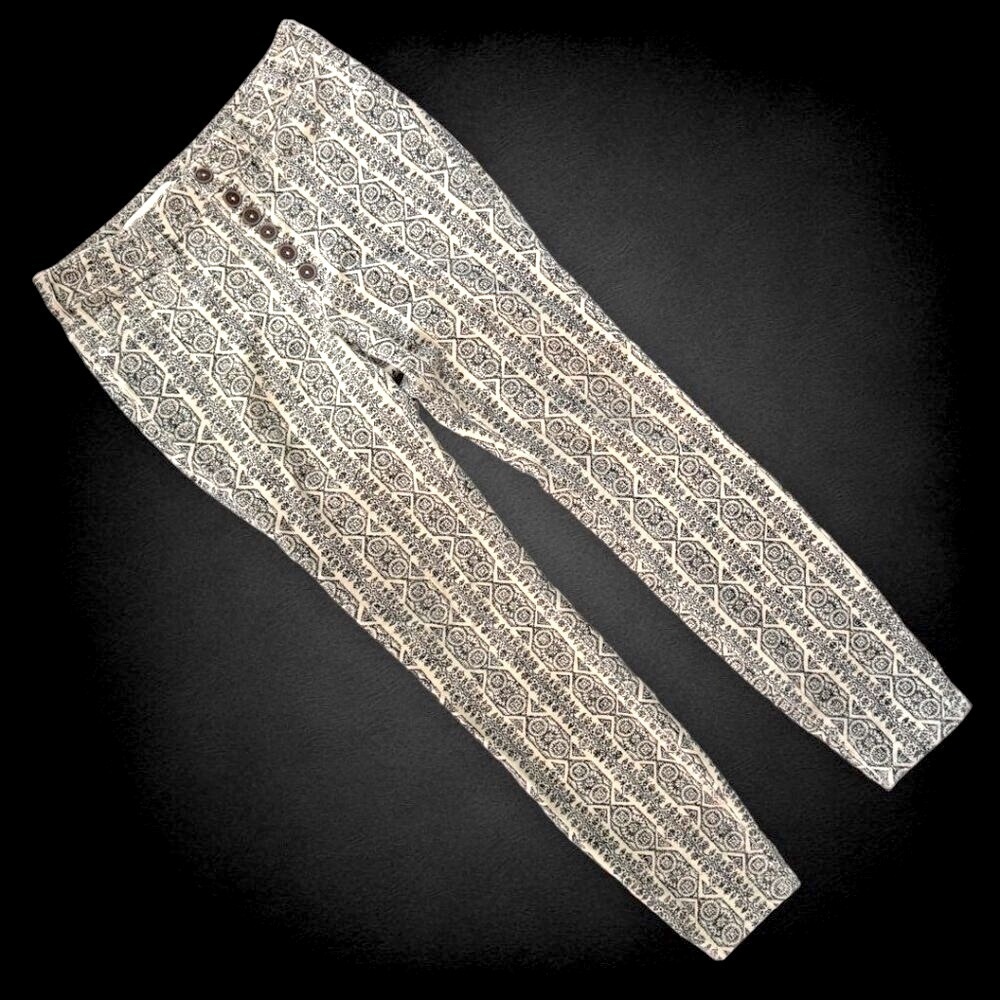 PILCRO Anthropologie High Rise Printed Corduroy Skinny Button Fly Pants Jeans 27